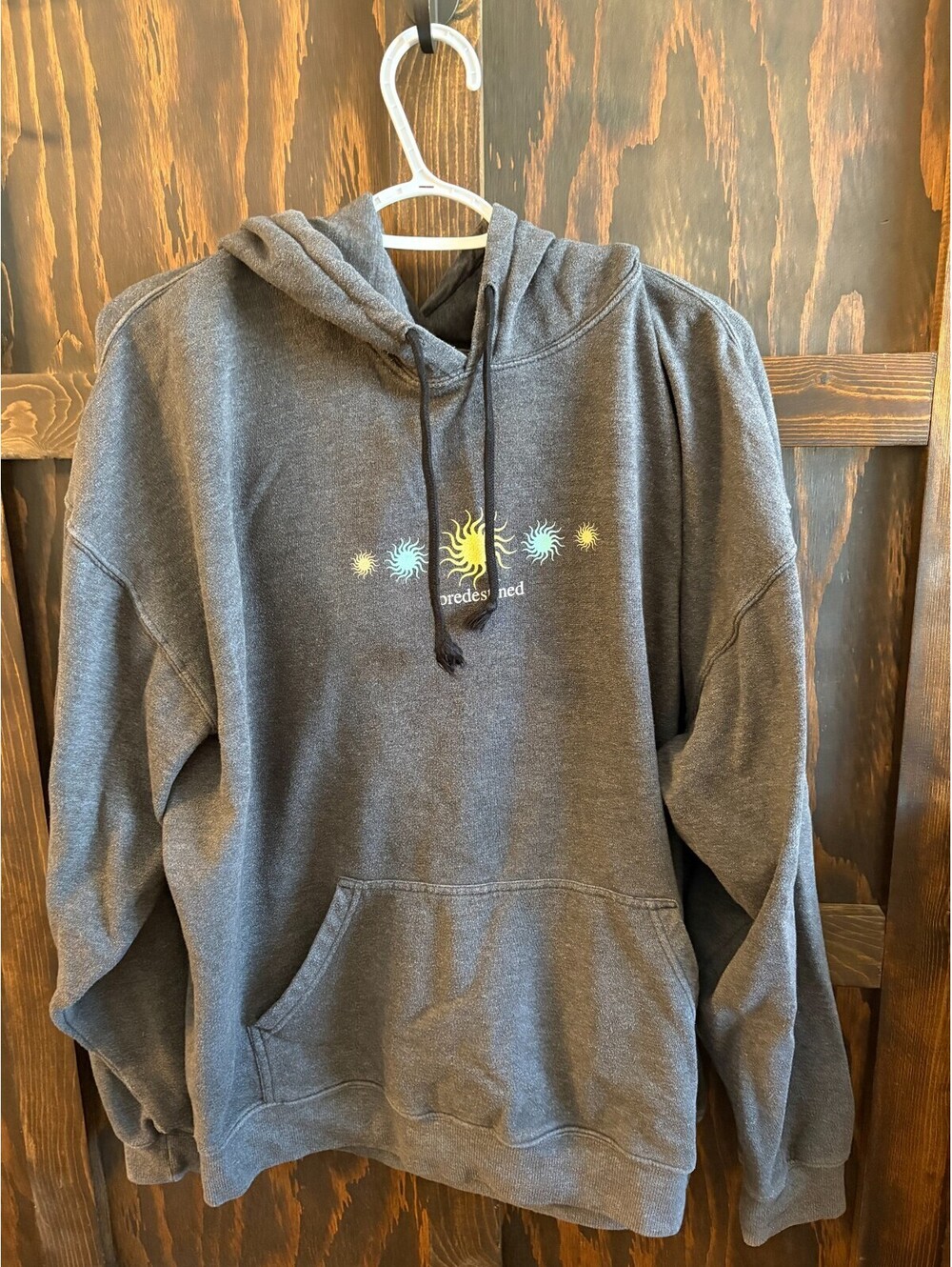 Neon Riot Gray Hoodie Pullover Size XL Graphic Sun Design Charcoal Sweatshir